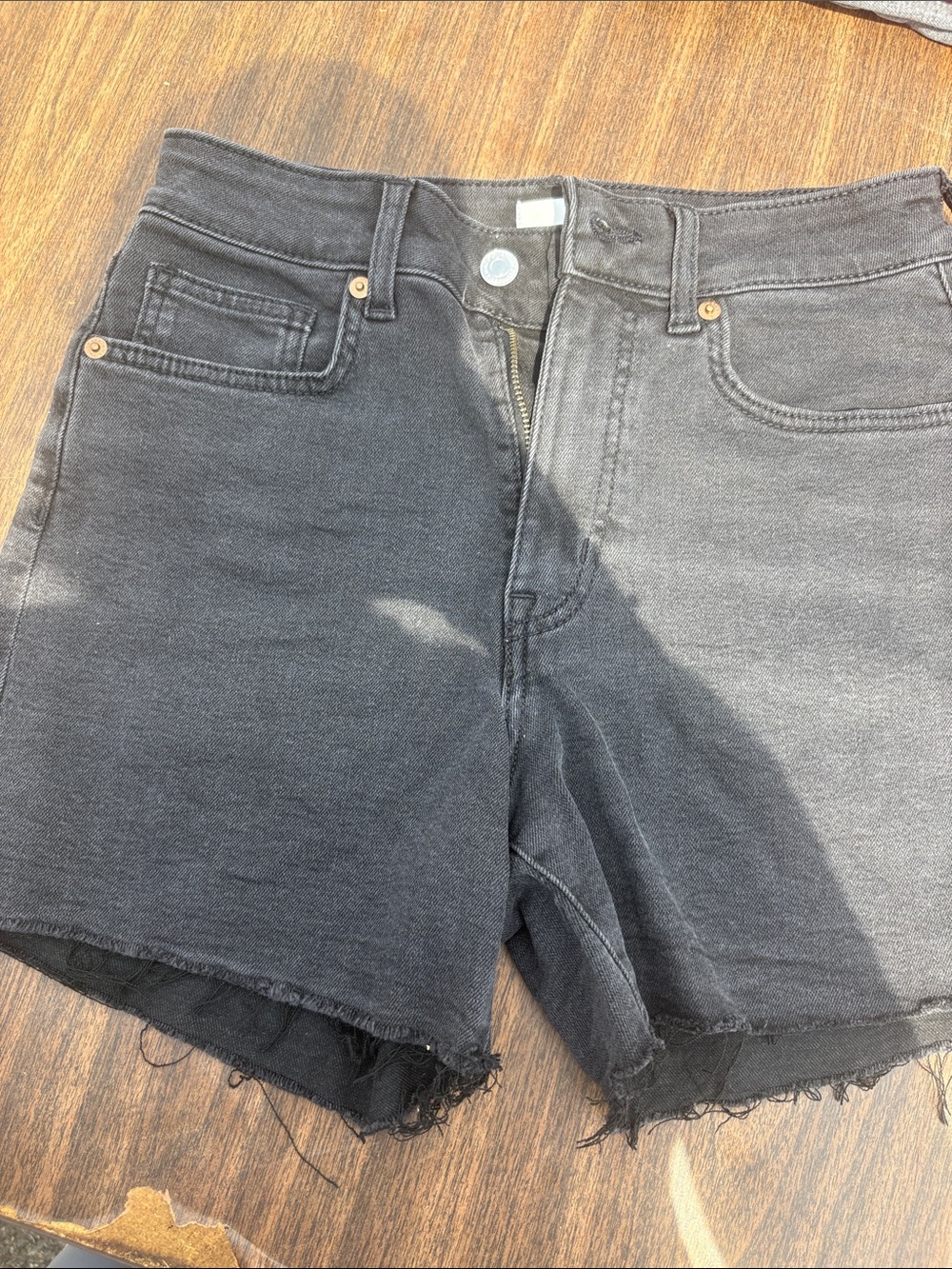 Women's Gray Denim Frayed Hem Shorts